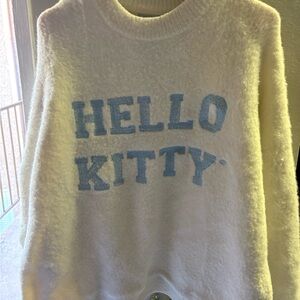 Forever 21 Cream Sweater with Blue Hello Kitty Design